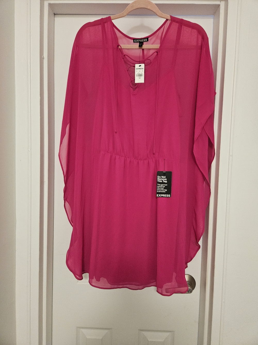 Express Women’s Bright Fuchsia Caftan Mini Dress